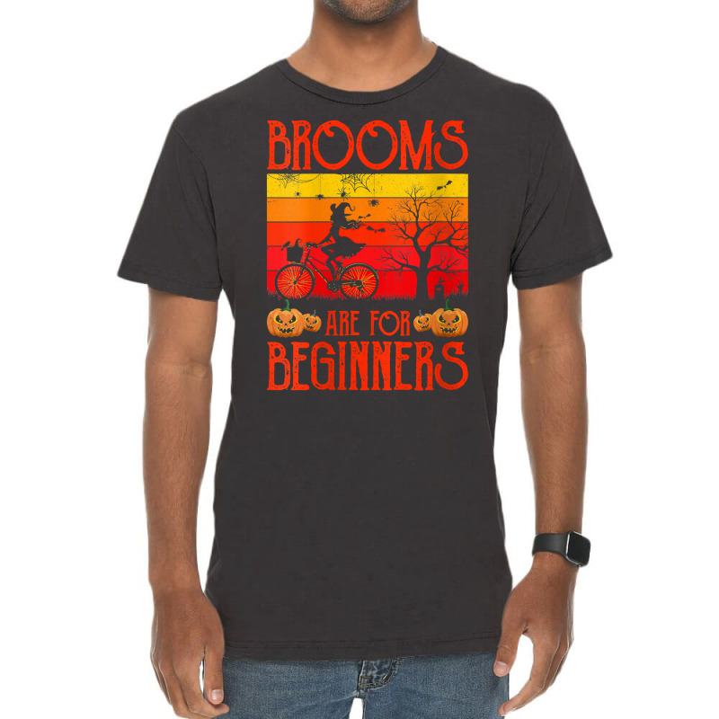 Womens Brooms Are For Beginners Bicycle Shirt Witch Halloween 2022 V N Vintage T-shirt | Artistshot