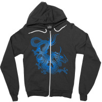 Blue Chinese Dragon Zipper Hoodie | Artistshot