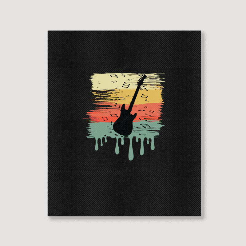 Bass Guitar Vintage Dripping Portrait Canvas Print | Artistshot