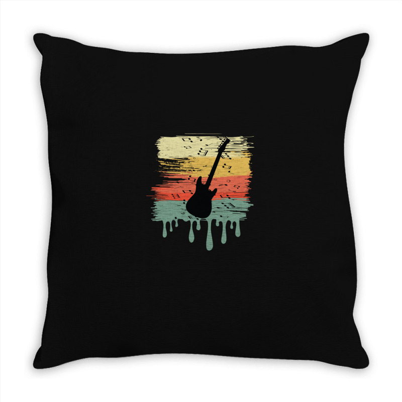 Bass Guitar Vintage Dripping Throw Pillow | Artistshot