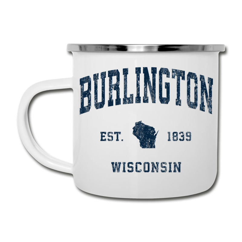 Burlington Wisconsin Wi Vintage Athletic Navy Sports Design Camper Cup | Artistshot