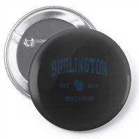 Burlington Wisconsin Wi Vintage Athletic Navy Sports Design Pin-back Button | Artistshot