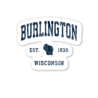 Burlington Wisconsin Wi Vintage Athletic Navy Sports Design Sticker | Artistshot