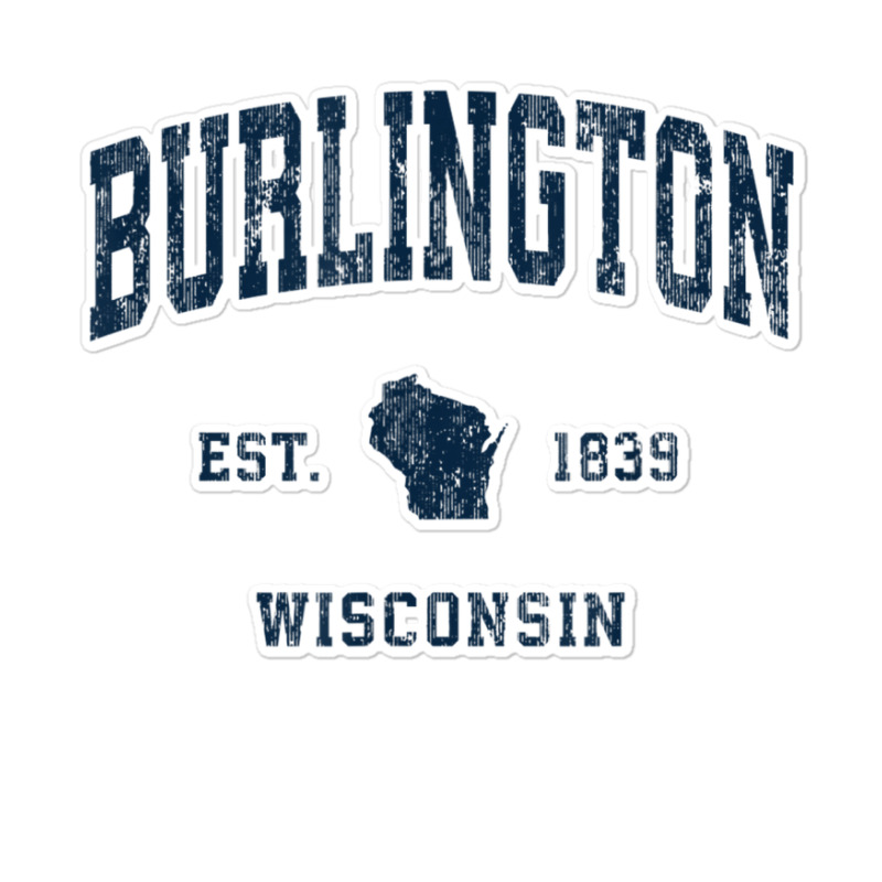 Burlington Wisconsin Wi Vintage Athletic Navy Sports Design Sticker | Artistshot