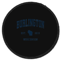 Burlington Wisconsin Wi Vintage Athletic Navy Sports Design Round Patch | Artistshot