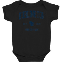 Burlington Wisconsin Wi Vintage Athletic Navy Sports Design Baby Bodysuit | Artistshot