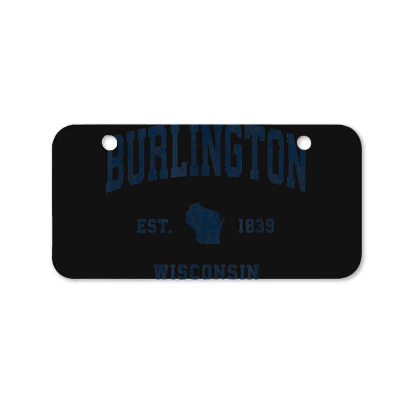 Burlington Wisconsin Wi Vintage Athletic Navy Sports Design Bicycle License Plate | Artistshot