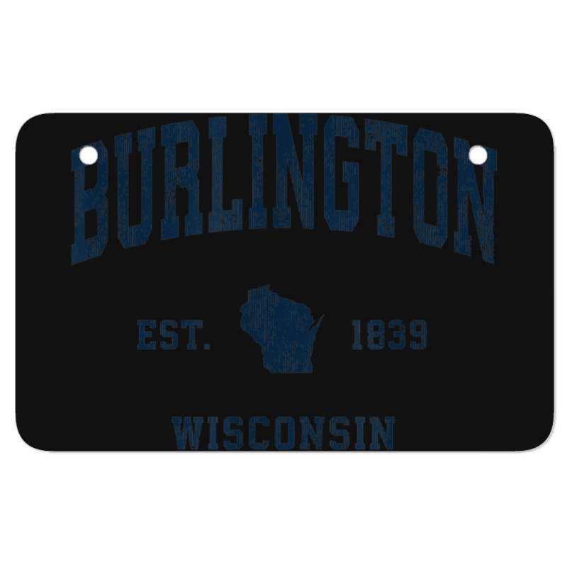 Burlington Wisconsin Wi Vintage Athletic Navy Sports Design Atv License Plate | Artistshot