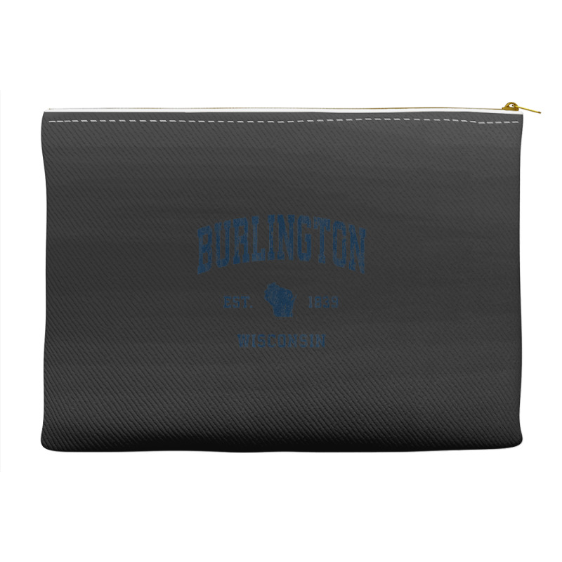 Burlington Wisconsin Wi Vintage Athletic Navy Sports Design Accessory Pouches | Artistshot