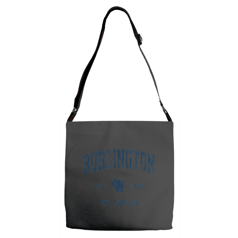 Burlington Wisconsin Wi Vintage Athletic Navy Sports Design Adjustable Strap Totes | Artistshot