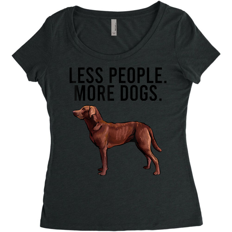 Less People More Dogs Chesapeake Bay Retriever Introvert Fun Women's Triblend Scoop T-shirt by Renew | Artistshot