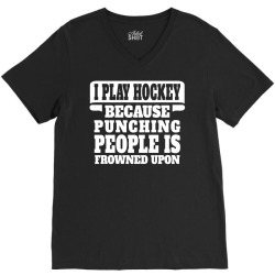 I Play Guitar Hockey Punching People Is Frowned Upon V-Neck Tee | Artistshot