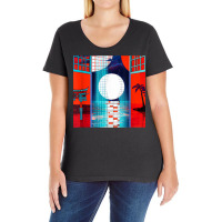 Japanese Vaporwave Futuristic Table Ladies Curvy T-shirt | Artistshot