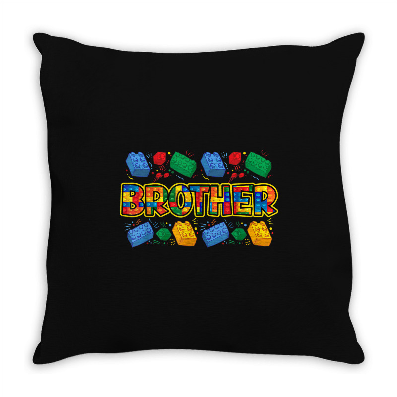 Brother Brick Builder Boy Master Builder Blocks Building Throw Pillow | Artistshot