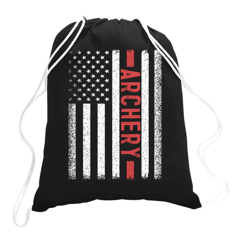 Archery American Flag, Archery American Flag Art, Archery American Fla Drawstring Bags | Artistshot