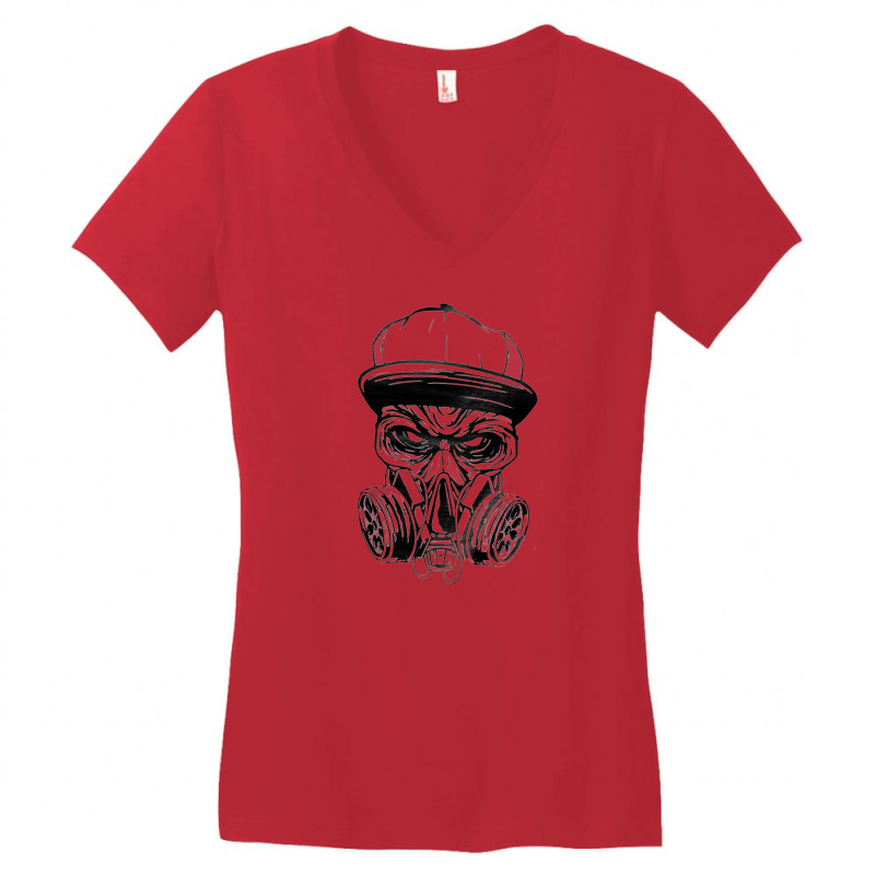 Gas Mask Zombie For Halloween, Spooky, Women's V-neck T-shirt | Artistshot