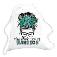 Myasthenia Gravis Warrior Mom Mg Awareness T Shirt Drawstring Bags | Artistshot