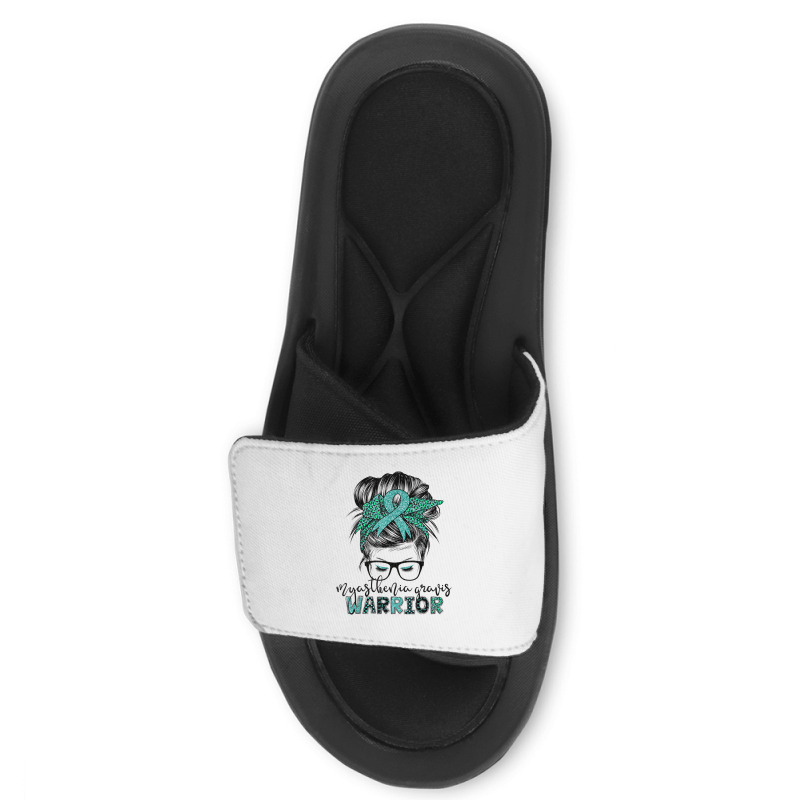 Myasthenia Gravis Warrior Mom Mg Awareness T Shirt Slide Sandal | Artistshot