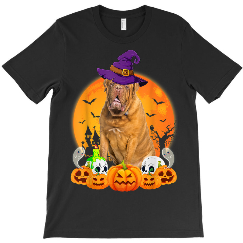 Scary Pumpkin Skull Witch Dogue De Bordeaux Dog Halloween T-shirt | Artistshot