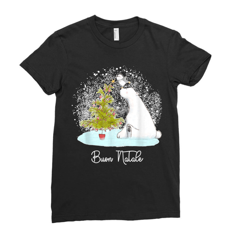 Buon Natale Cute Polar Bear Penguin Christmas Ladies Fitted T-Shirt by RogerKyleFox | Artistshot