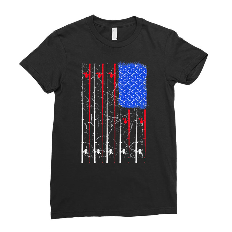 American Flag Fishing, American Flag Fishing Art, American Flag Fishin Ladies Fitted T-Shirt by SHUYT456 | Artistshot