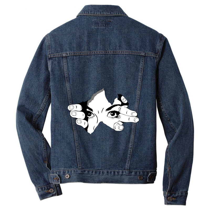 Beautiful Woman Peeking From Afar Men Denim Jacket | Artistshot