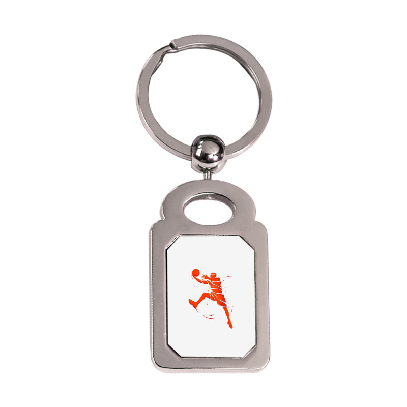 Basketball Player Splash Skill Silver Rectangle Keychain | Artistshot