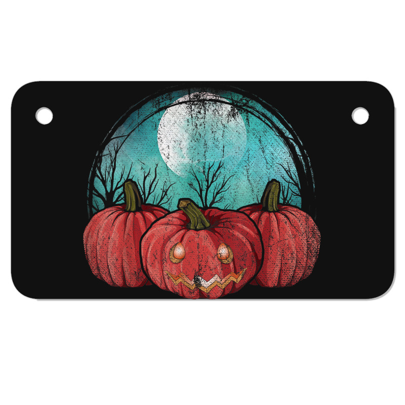 Spooky Jack O Lantern Halloween Costume Full Moon Pumpkin Motorcycle License Plate | Artistshot