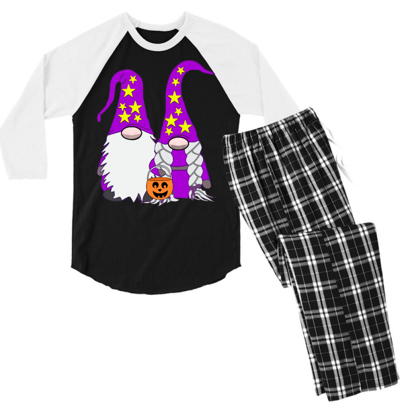 Halloween Gnomes T  Shirt Halloween Gnome Couple Witch Warlock Cute 82 Men's 3/4 Sleeve Pajama Set by lugeexaminer | Artistshot