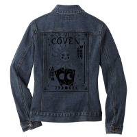 Womens Gothic Witchy Coven, Tarot Halloween Groom Bachelor Matching V Ladies Denim Jacket | Artistshot