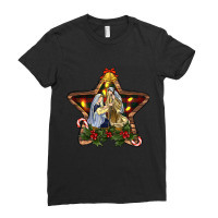 Nativity Scene In Christmas Star Jesus Birthday Graphic Sweatshirt Ladies Fitted T-shirt | Artistshot