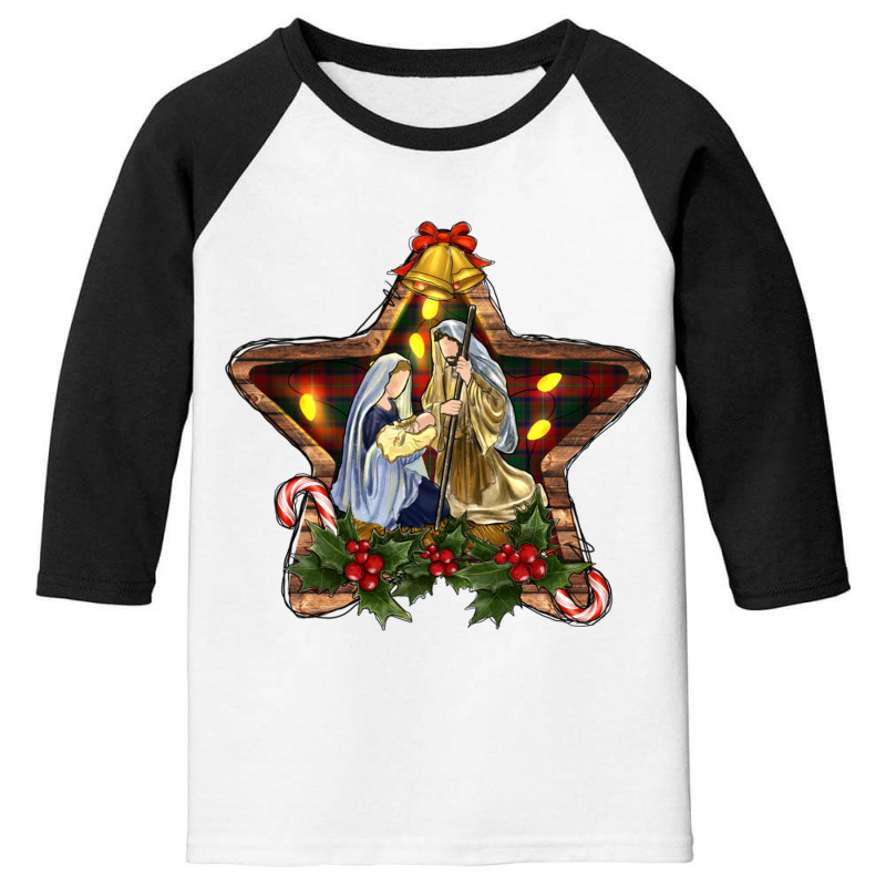 Nativity Scene In Christmas Star Jesus Birthday Graphic Sweatshirt Youth 3/4 Sleeve by cm-arts | Artistshot