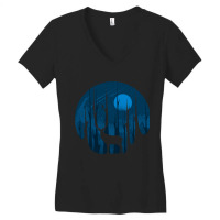 Night In The Forest, Night In The Forest Art, Night In The Forest Vint Women's V-neck T-shirt | Artistshot