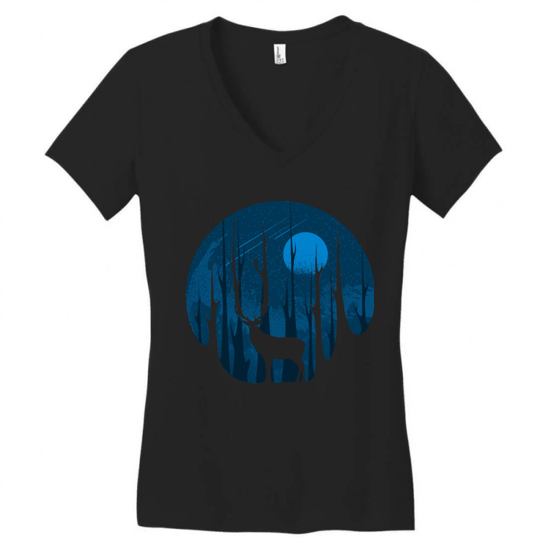 Night In The Forest, Night In The Forest Art, Night In The Forest Vint Women's V-Neck T-Shirt by SHUYT456 | Artistshot