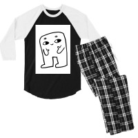 Smile Cartoon Doodle Character Minimal Art Design Men's 3/4 Sleeve Pajama Set | Artistshot