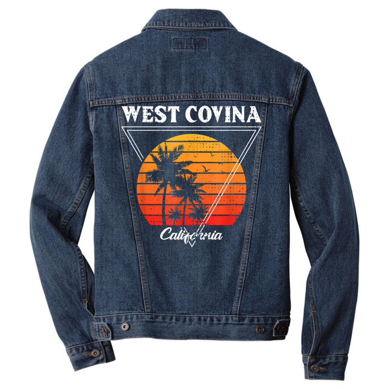 Vintage West Covina California Palm Trees Ca Retro T Shirt Men Denim Jacket | Artistshot