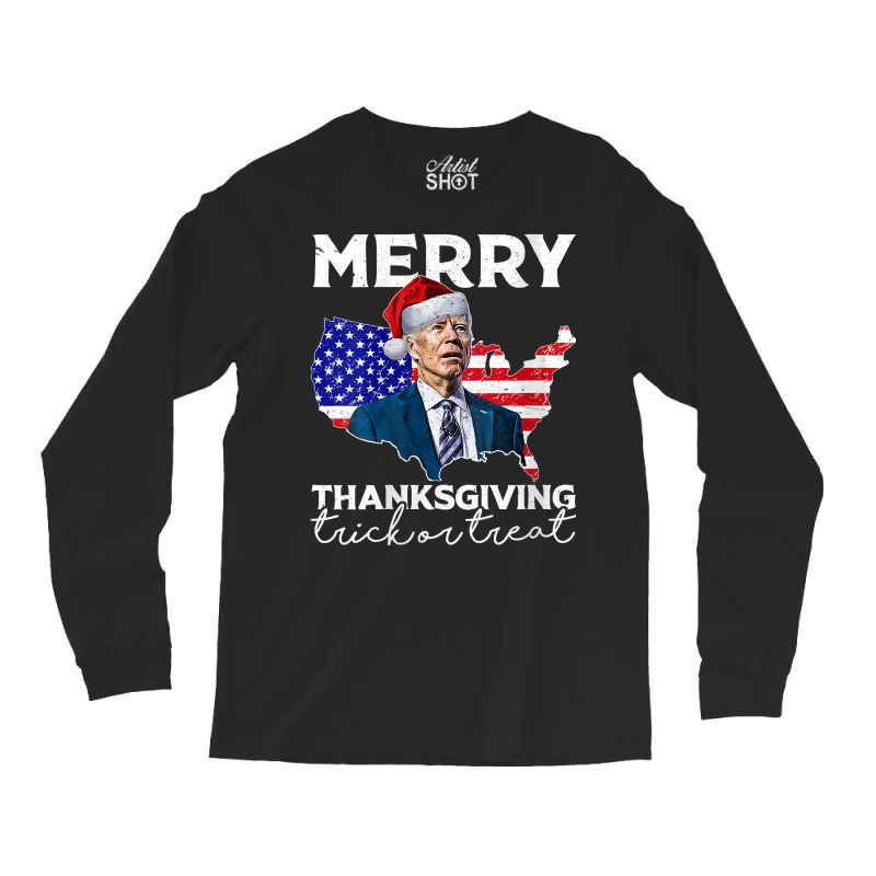 Womens Joe Biden Shirts, Merry Thanksgiving Trick Or Treat V Neck T Sh Long Sleeve Shirts | Artistshot