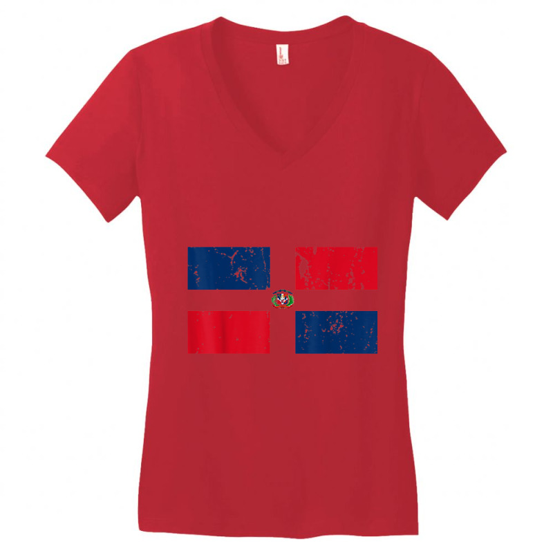 Dominican Flag   Dominican Republic Flag Vintage Pride T Shirt Women's V-Neck T-Shirt by cm-arts | Artistshot