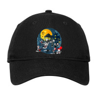 Horror Clubhouse In Park Halloween Spooky Characters Costume Adjustable Cap | Artistshot