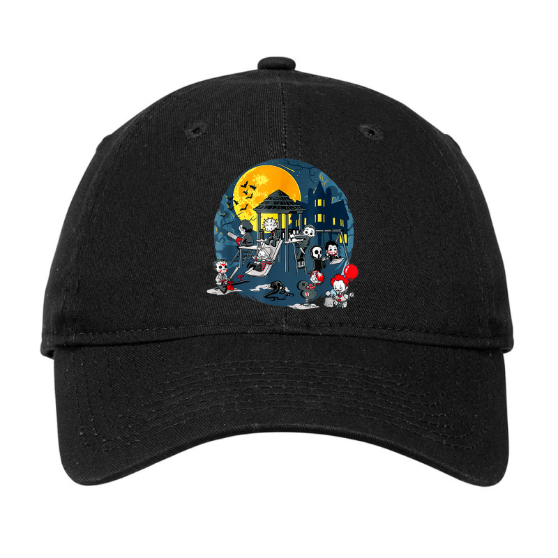 Horror Clubhouse In Park Halloween Spooky Characters Costume Adjustable Cap | Artistshot