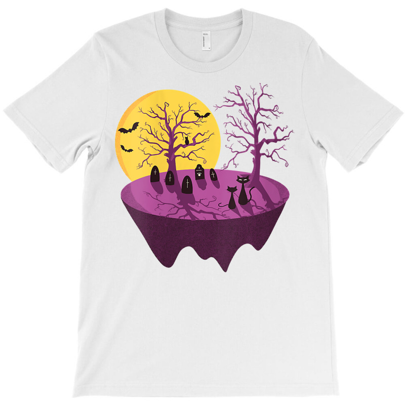 Womens Mid Century Modern Cats In Spooky Graveyard V Neck T Shirt T-shirt | Artistshot