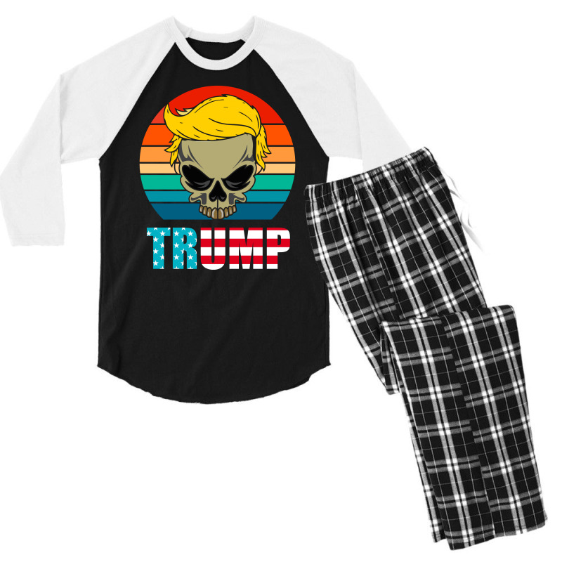 Funny Trump Skull Trump 2020  T Shirt Men's 3/4 Sleeve Pajama Set | Artistshot