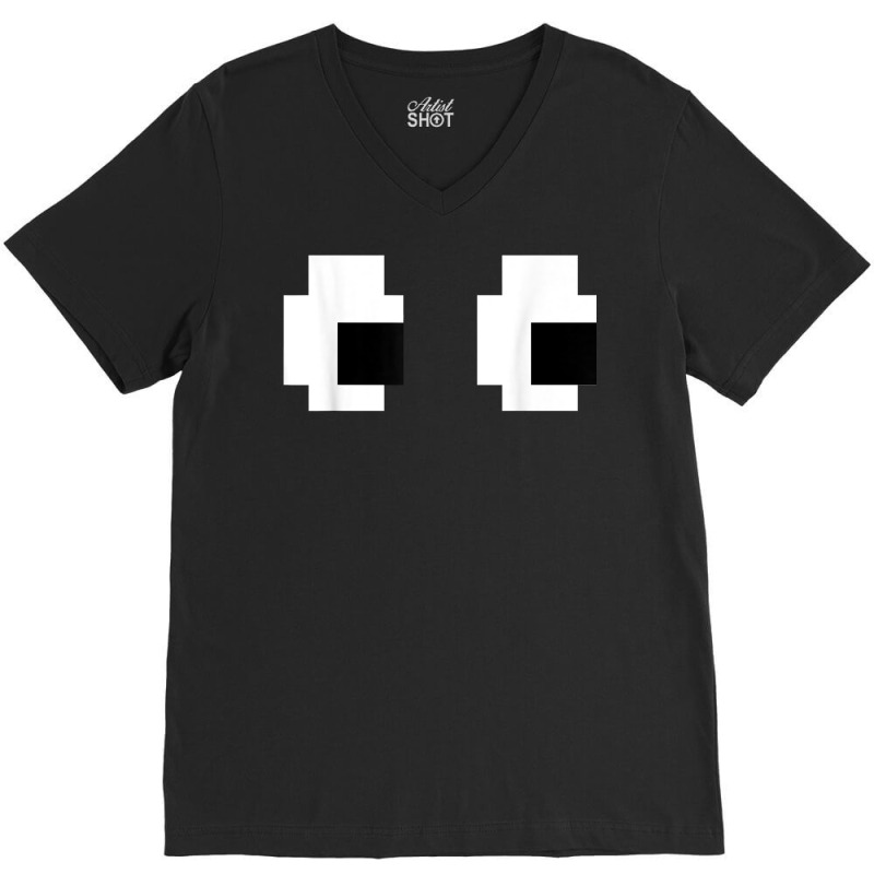 Retro Arcade Game Ghost 80s 8 Bit Halloween Group Costume T Shirt V-Neck Tee by ardylanda | Artistshot