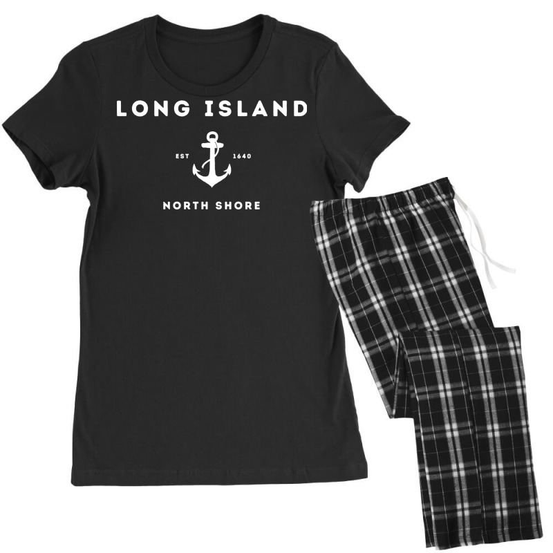 Long Island New York North Shore Est 1640 White Text Pullover Hoodie Women's Pajamas Set by chicoavsmaydav | Artistshot