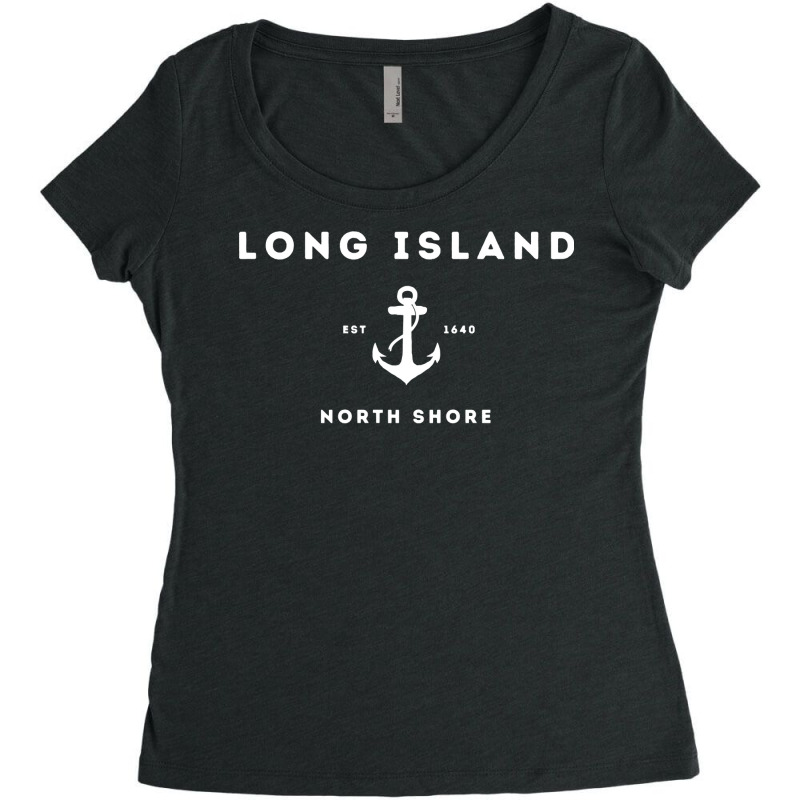 Long Island New York North Shore Est 1640 White Text Pullover Hoodie Women's Triblend Scoop T-shirt by chicoavsmaydav | Artistshot