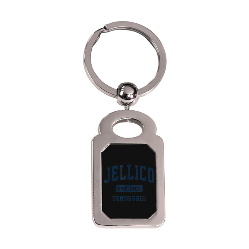 Jellico Tennessee Tn Vintage Athletic Sports Design Silver Rectangle Keychain | Artistshot