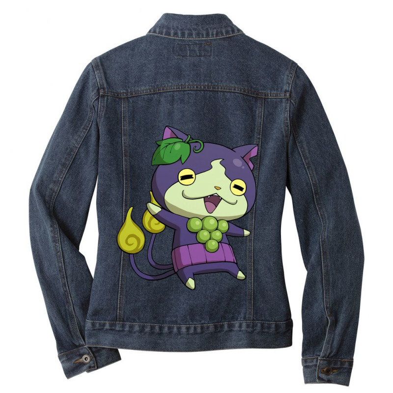 Grape Jibanyan Ladies Denim Jacket by cm-arts | Artistshot