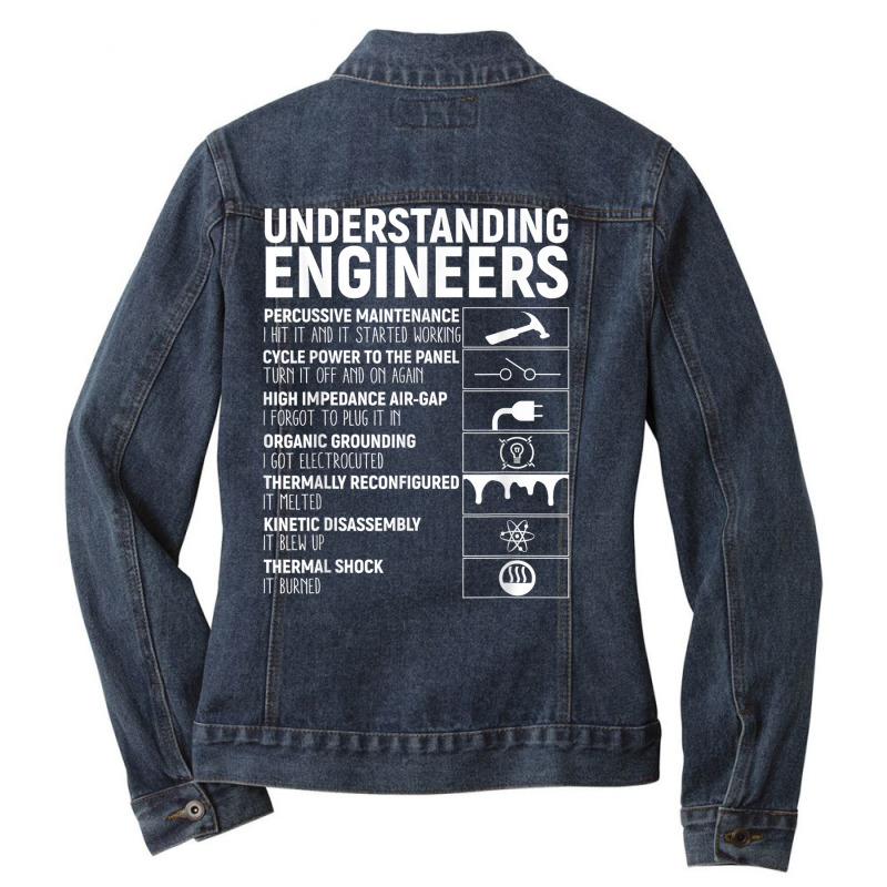 Understanding Engineers Funny Mechanical Engineering Ladies Denim Jacket by Outpost | Artistshot