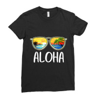 Aloha Hawaii Hawaiian Island Sunglasses Palm Trees Beach T Shirt Ladies Fitted T-shirt | Artistshot