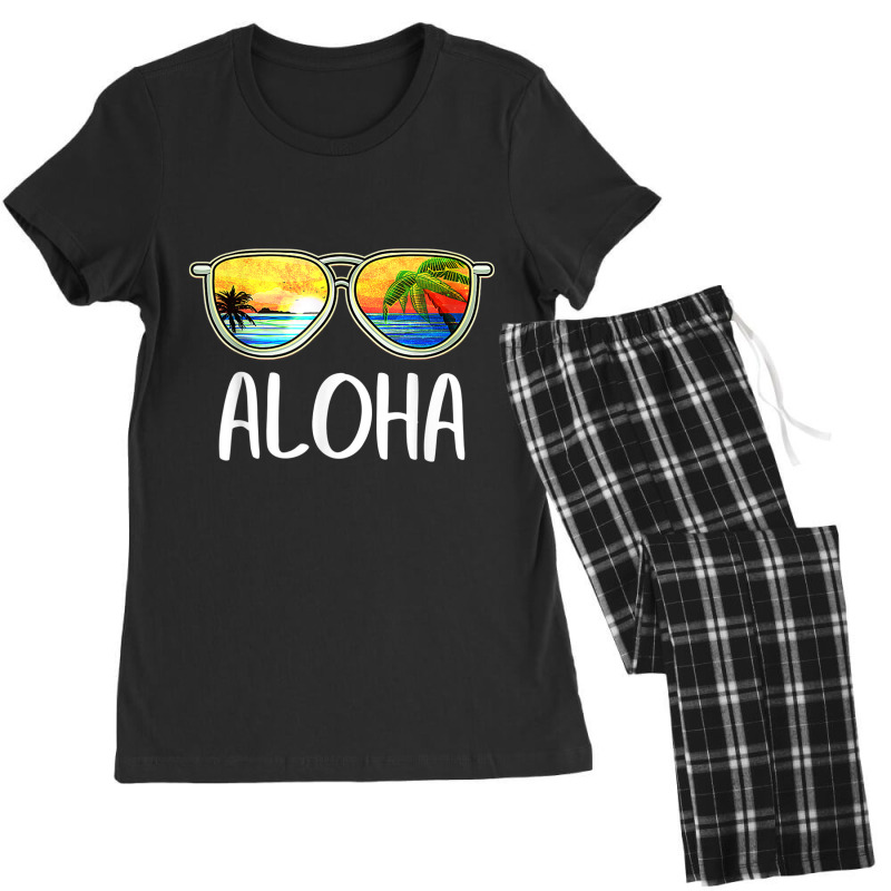 Aloha Hawaii Hawaiian Island Sunglasses Palm Trees Beach T Shirt Women's Pajamas Set by cm-arts | Artistshot